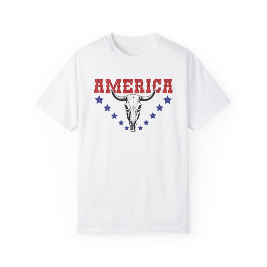America Skull- Unisex Garment-Dyed T-shirt